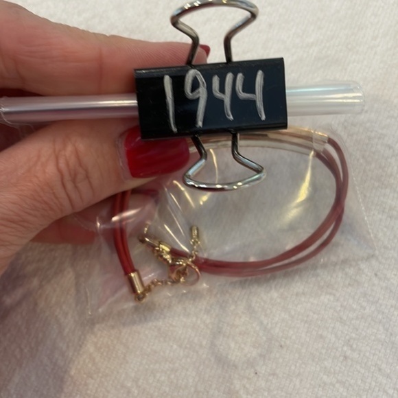 Fossil red triple cord gold tube slide bead adjustable bracelet - Picture 7 of 7